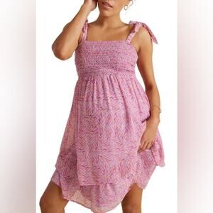 A pea in the pod pink smocked chiffon dress